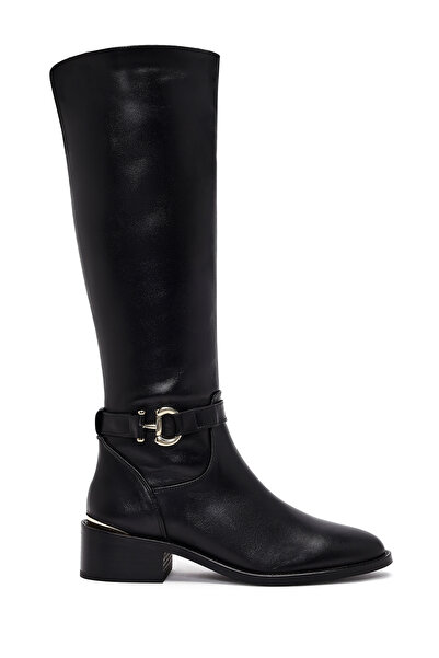 Derimod Women's Black Zippered Leather Boots 25Wfd153518