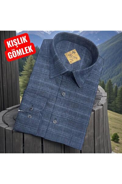 EREN STYLE Cămașă clasică de iarnă din flanel, 100% bumbac, cu mânecă lungă ș...