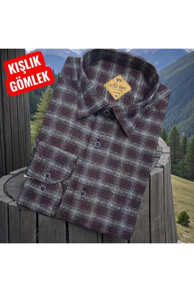 EREN STYLE Cămașă clasică de iarnă din flanel, 100% bumbac, cu mânecă lungă ș...