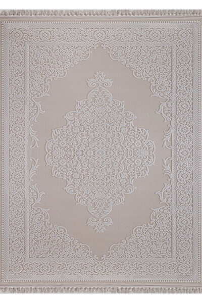 Flora TOZUMaz Bej Milyon Point Akrilik Halı, 11 mm Hav Modern Desenli, Uzun Ö...