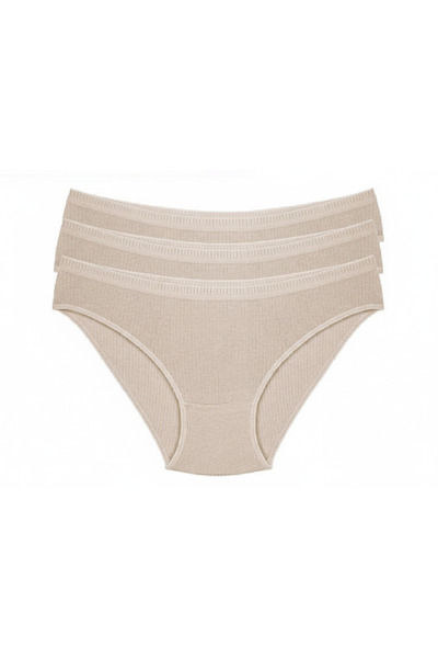 novella group Women's 100% Cotton Slip 3-Piece Corded Fabric Bikini Panties