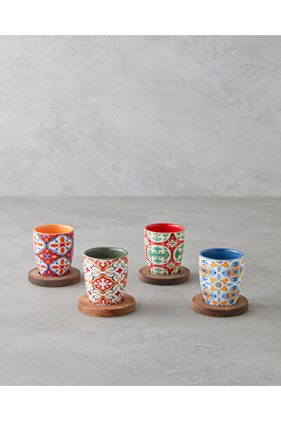 English Home Sorrel Stoneware 8 Parça 4 Kişilik Fincan 70 ml Renkli