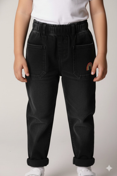 SONGÜLBERİK Girl's Rainbow Embroidered Jeans