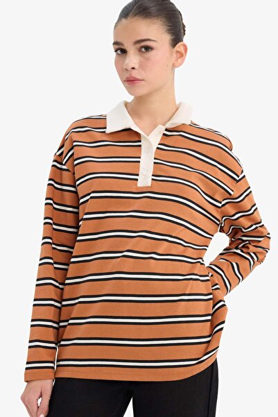 DeFacto Loose Fit Polo Neck Sweatshirt G6490Ax25Wn