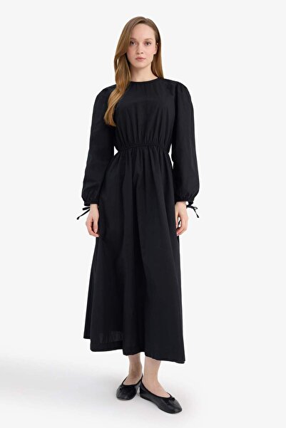 DeFacto Regular Fit Poplin Midi Dress G9814Ax26Sp