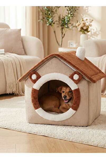BUFS Peluş Kapalı Kedi & Köpek Evi – Sıcak, Yumuşak ve Konforlu Ev Tipi Pet Y...