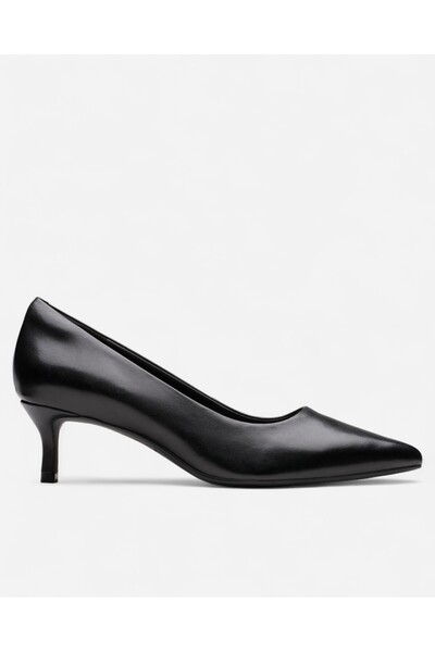 CLARKS Zarey Court Black Leather, M; 3 Kadın Siyah Topuklu Ayakkabı 26183156