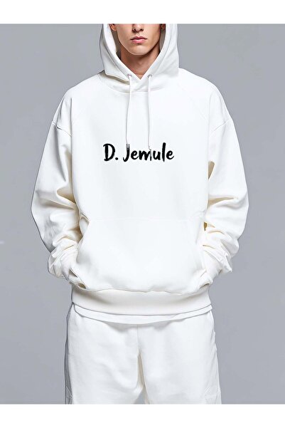 MIXSNOW Name D. Jemule displayed on black - Men's Printed Hooded Oversize Swe...
