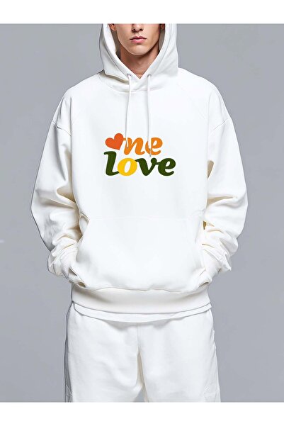 MIXSNOW أحبني بقلبٍ من فوق - سويت شيرت رجالي مطبوع بغطاء رأس رأس وواسع