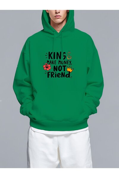 MIXSNOW Kings make money, not friends - Men's Printed Hooded Oversize Sweatshirt