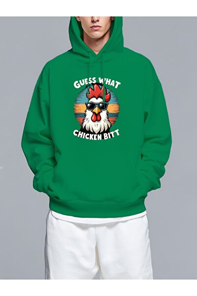 MIXSNOW يقولها ديك يرتدي نظارة شمسية - سويت شيرت رجالي مطبوع بغطاء رأس رأس وواسع