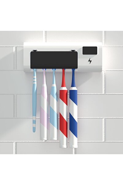 Arabest Toothbrush holder black toothbrush holder wall-mounted with 5 toothbr...