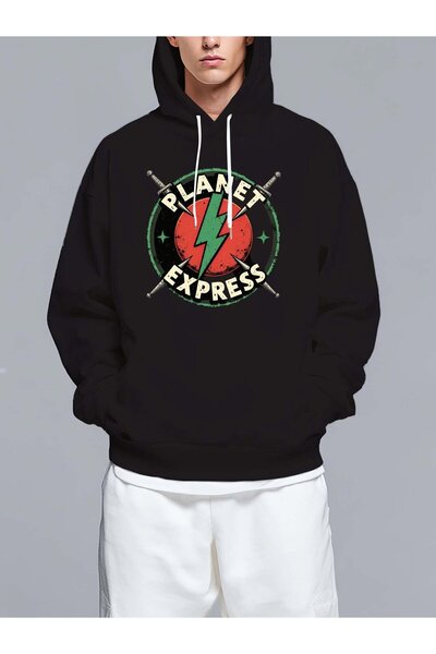 MIXSNOW شعار بلانيت إكسبريس مع سيف - سويت شيرت رجالي مطبوع بغطاء رأس شعار بلا...