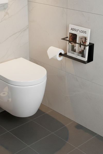 Grandmix Toilet Roll Holder with Metal Shelf Modern Bathroom Accessory