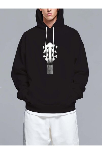 MIXSNOW Guitar headstock against black - Men's Printed Hooded Oversize Sweats...