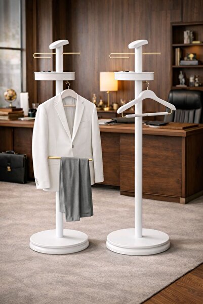 BENNETT LUXURY Askılık Premium Ceket Pantolon Askısı Ahşap Metal Dilsiz Uşak