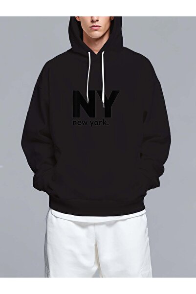 MIXSNOW نيويورك - سويت شيرت رجالي مطبوع بغطاء رأس رأس وواسع