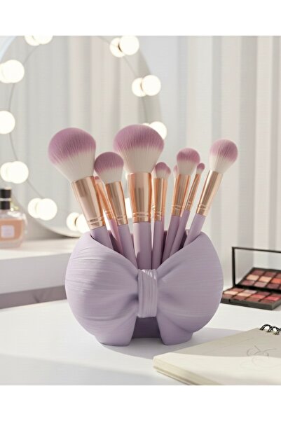 Markasız ucuz Açık Mor Fiyonk Dekoratif Fırçalık ve Kalemlik - Oda Dekoru-kız...