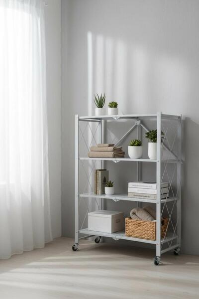 Casco Multi-layer foldable mobile metal storage rack