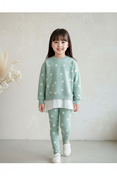SONGÜLBERİK Girl's Sweatshirt and Ribbed Leggings Set