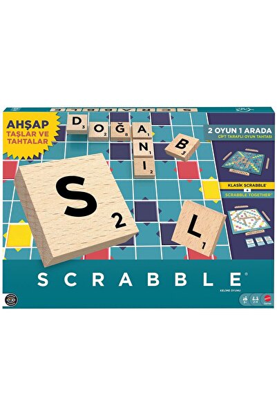 mattel JLJ64 Scrabble Orijinal Ahşap İkisi Bir Arada Türkçe