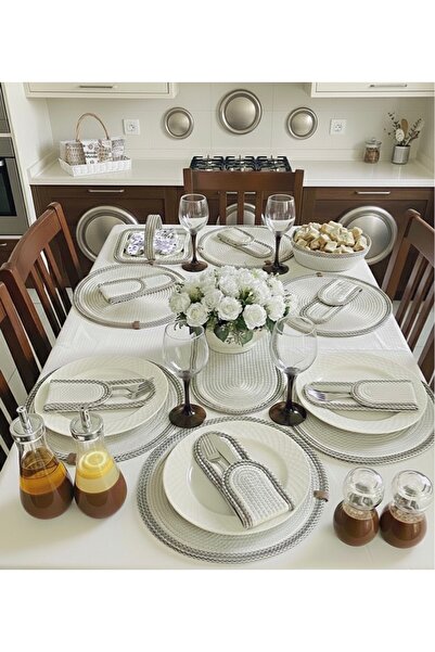 Rengarenkelemekleri Supla Runner Placemat American Service Jute Tablecloth Se...