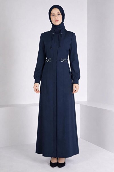 TRENDTESETTÜR KADIN LACİVERT GİZLİ DÜĞMELİ PARDESÜ T 10661