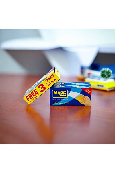 Maog إسفنجات تنظيف أطباق شديدة التحمل، تصميم مريح على شكل موجة، عبوة من 6 قطع + 3 قطع مجانية