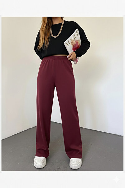 MaxiMor Women's Winter Comfortable Fit Wide Leg Elastic Waist Knit Pants Stan...