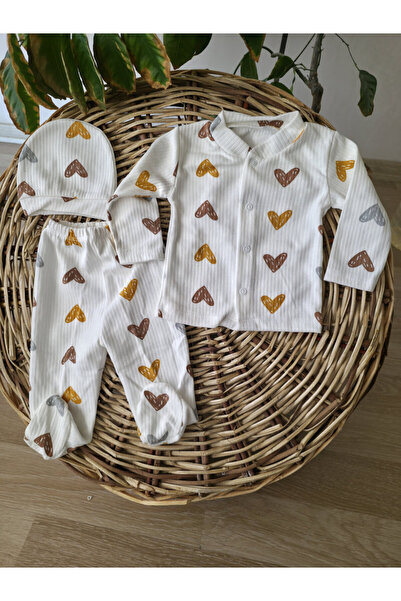 Özlev Baby طقم ملابس من 3 قطع مصنوع من القطن بنسبة 100%، طقم ملابس مكون من قب...