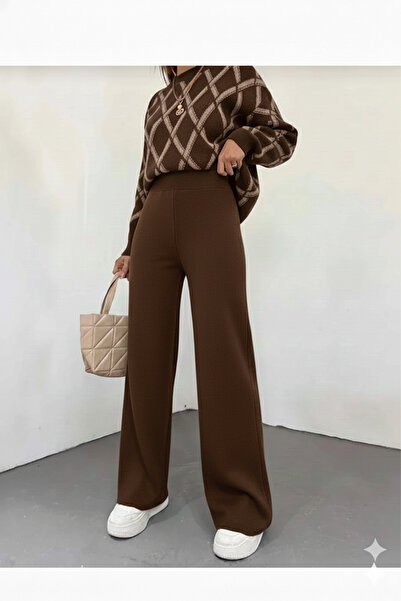 MaxiMor Women's Winter Comfortable Fit Wide Leg Elastic Waist Knit Pants Stan...