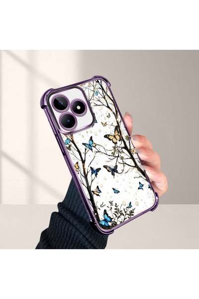 SLIMFELT Realme Note 50 Compatible Kelebek Printed Transparent Silicone Shock...