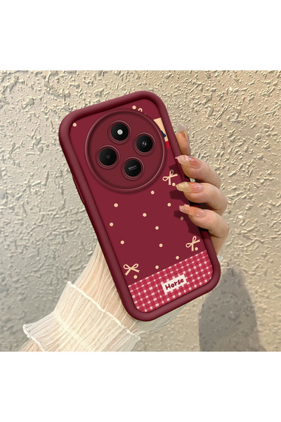 SLIMFELT جراب سيليكون أنيق عالي الجودة بلون أحمر داكن متوافق مع ريدمي 14C، يم...