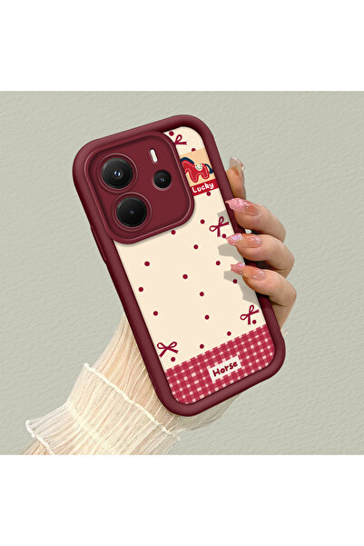 SLIMFELT جراب سيليكون أنيق عالي الجودة بلون أحمر داكن لهاتف ريدمي نوت 14 4G، ...