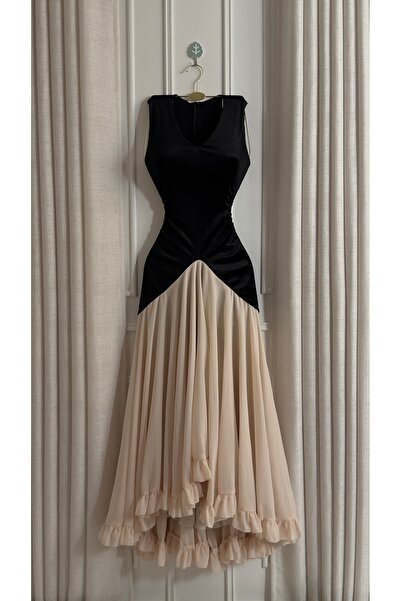 hind fashion Soft off-shoulder velvet dress