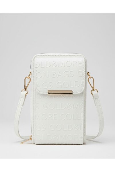 ENİSÇANTAVEMODA Kadın Mini Çapraz Askılı Telefon Çantası Gold Detaylı Şık Gün...