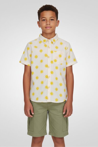 Freestyle Kids Boy 2 Pieces Allover Print Shirt And Shorts Set, Multicolor