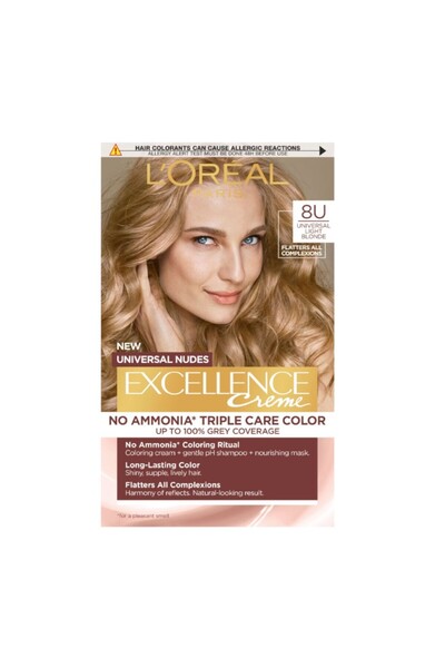 L'Oreal Paris Set 2 x Excellence Universal Nudes Permanent Hair Dye, 8U Unive...