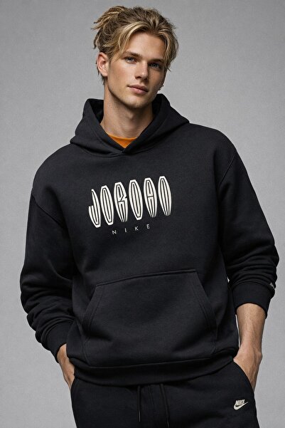 Nike Jordan Flight Remix Pullower Hoodie Men's Hooded Sweatshirt Black