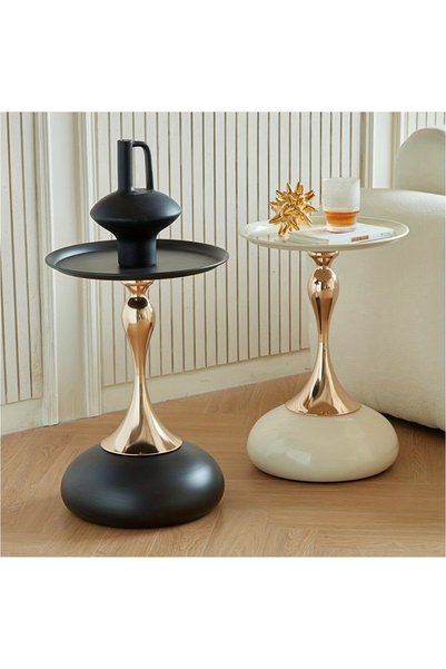 Zztcmp Round Side Table with Design - Mid-Century Modern Retro Adjustable Height Wine/Coffee Table