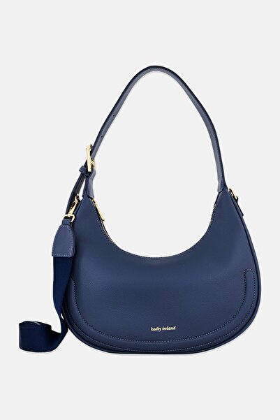 Kathy Ireland حقيبة كتف نسائية بشعار العلامة التجارية، لون أزرق داكن