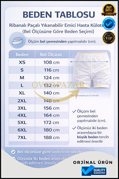 Overbazaar Alez Boxer Külot | Yatalak ve Gece Kullanımı İçin | Unisex