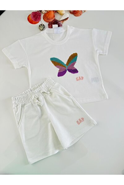 Alvadonna Pul Sequined Butterfly Girl's Shorts Suit