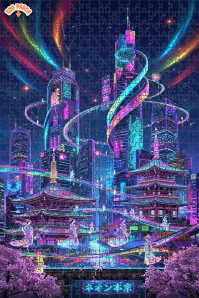 Teona Ahşap لغز خشبي بإطار من طابقين من نيون طوكيو دريم 500 قطعة 50x30