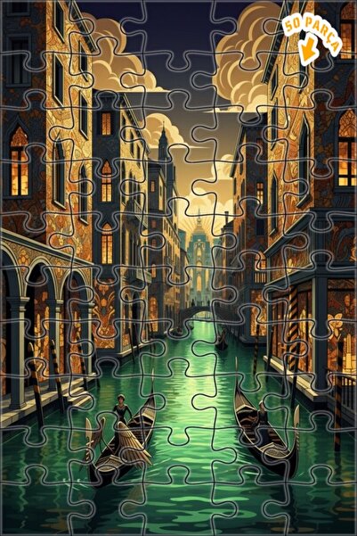 Teona Ahşap لغز خشبي مؤطر بطبقتين بتصميم طباعة فنية لقنوات البندقية وقوارب ال...