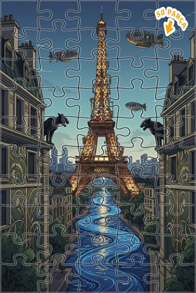 Teona Ahşap لغز خشبي بإطار مزدوج الطبقات على شكل برج إيفل بأسلوب باريسية ستيم...