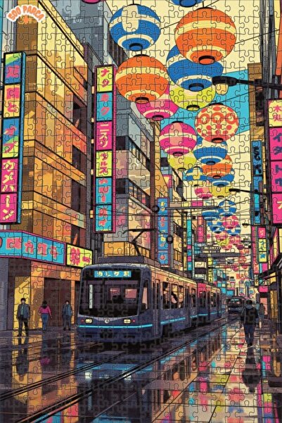 Teona Ahşap لغز خشبي بإطار ذو طابقين بمظهر لوحة زيتية لشوارع طوكيو الجديدة 50...