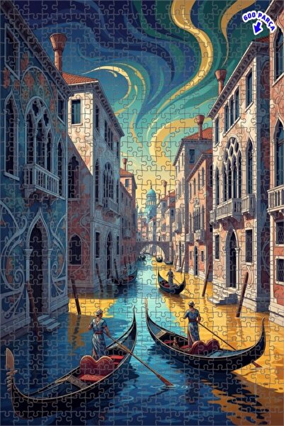 Teona Ahşap لغز خشبي مؤطر بطبقتين بمظهر قنوات البندقية المائية 600 قطعة 50×35