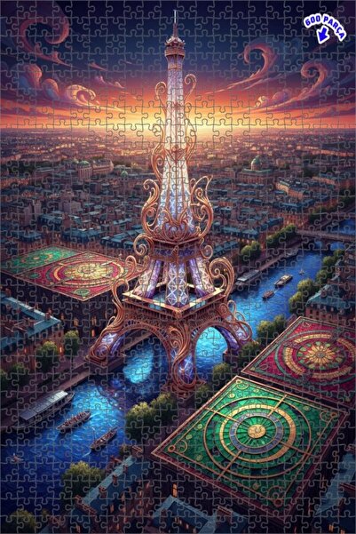 Teona Ahşap لغز خشبي مُركّز على مشهد مدينة باريس المرحة بتأثير الزيت، ذو طابق...