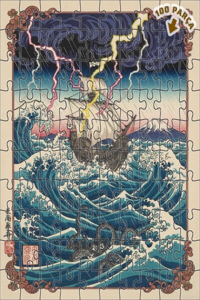 Teona Ahşap لغز خشبي بإطار مزدوج الطبقات بتصميم هجوم الكراكن في الأمواج العمل...